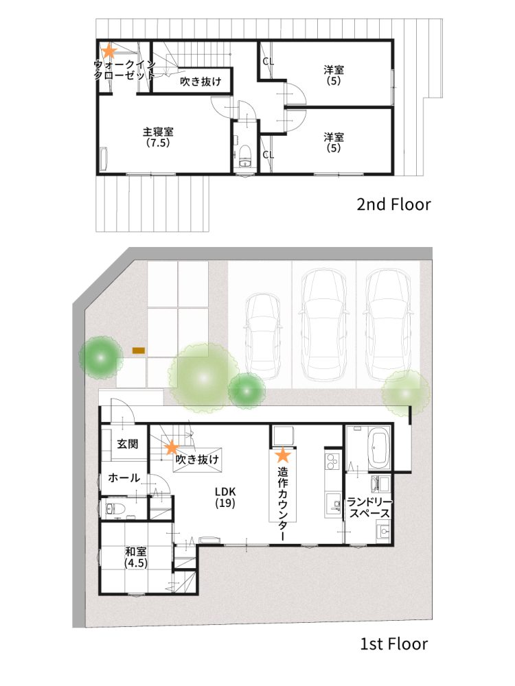 8号地間取り図(日本語)_1階2階-サークル無